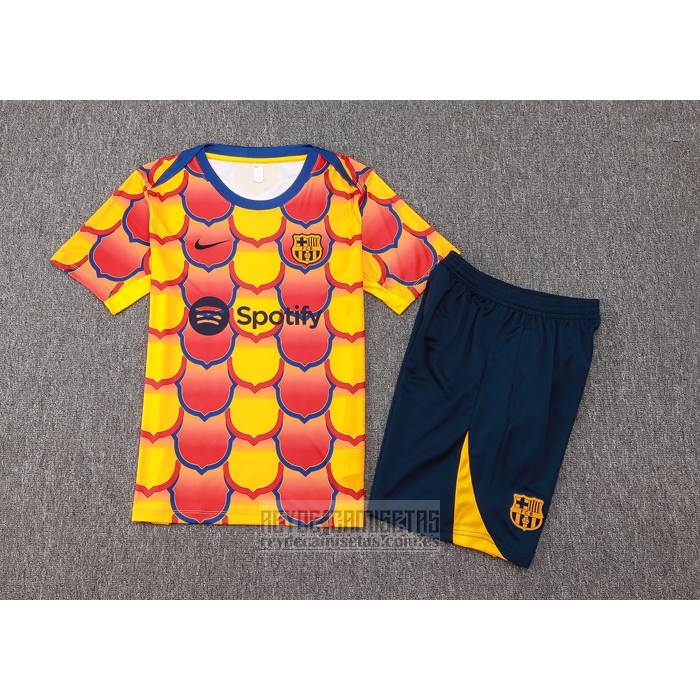 Chandal del Barcelona Manga Corta 2024-2025 Amarillo - Pantalon Corto